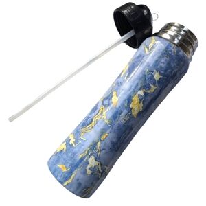 Marbled Blue & Gold Thermal Stainless Steel 24 Oz Water Bottle